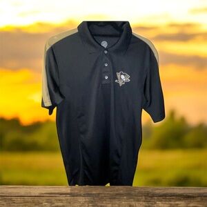 NHL Pittsburgh Penguins Mens M Black Polo Shirt 3 Button Official Hockey Apparel